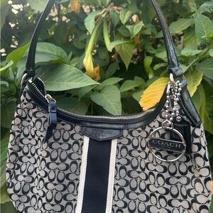 Vintage Coach Signature Stripe Shoulder Bag